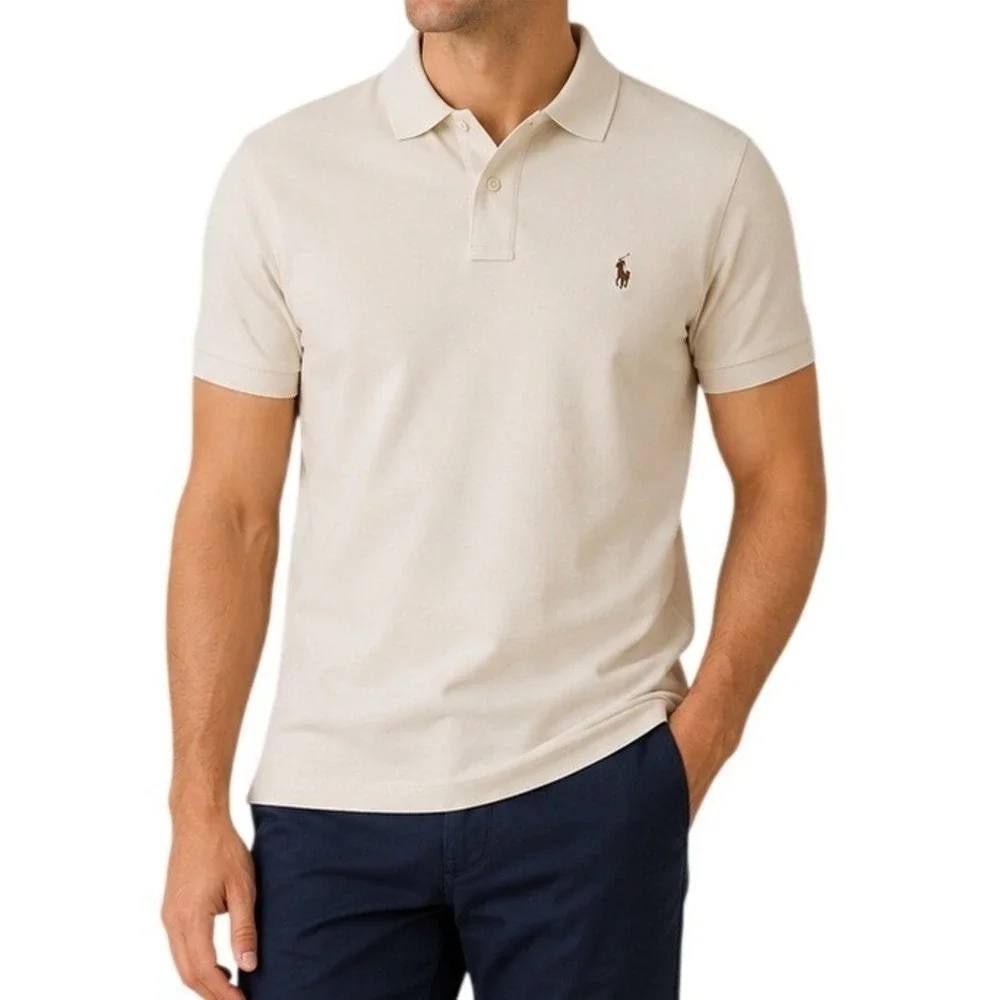 Polo Ralph Lauren Parchment Cream Classic Fit Polo Shirt Men's Small
